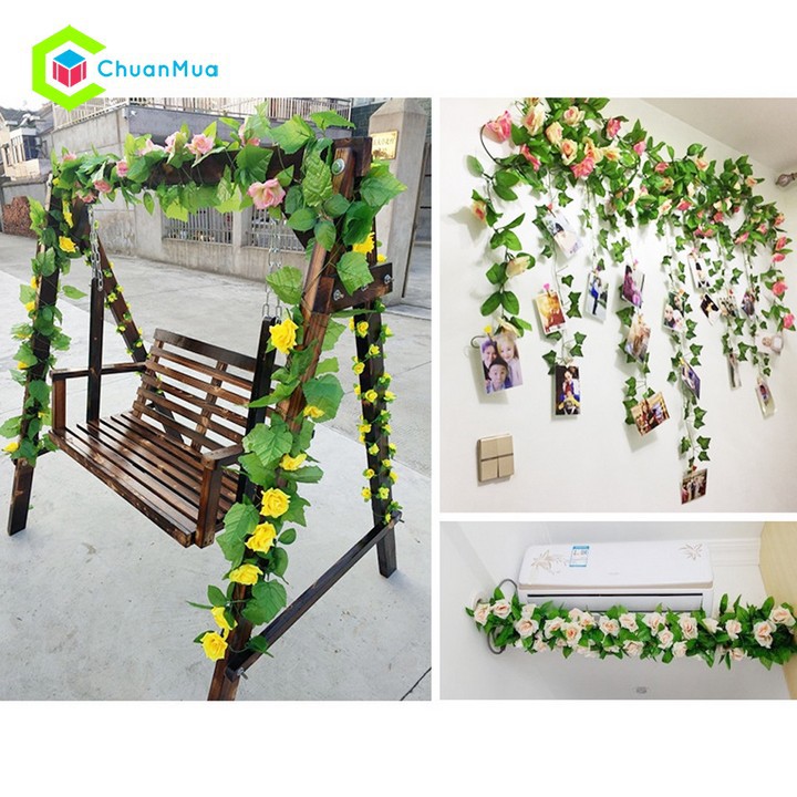 Dây hoa hồng 69 bông dài 1M8 trang trí tiệc - GDA172