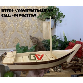 [Dài 45cm - 1 Cột buồm] Khay thuyền gỗ trang trí món ăn Khay sushi sashimi thuyền gỗ trang trí trưng bày món ăn Nhật Bản