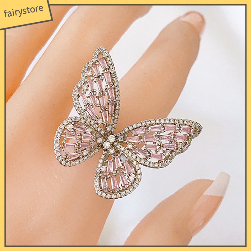 Nhẫn Hợp Kim Hình Bướm Đính Đá Xinh Xắn