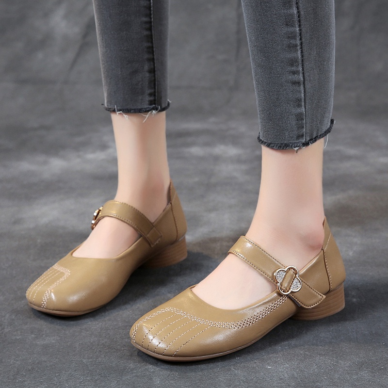 Giày Búp Bê Da Mũi Tròn Thời Trang Công Sở Dành Cho Nữ