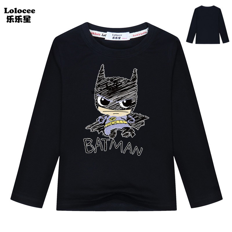 Áo Thun Cotton Tay Dài Hình Batman Cho Bé Trai 2019