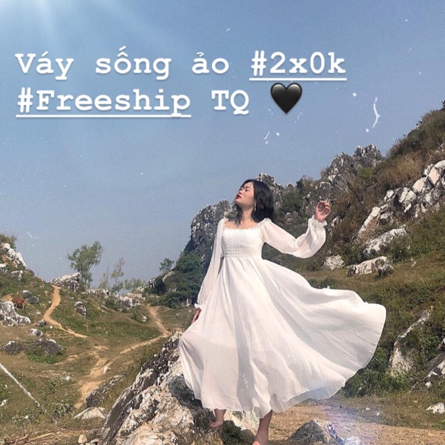 FREESHIP 💕 Váy sống ảo SẴN 👍🏻 Váy voan trắng