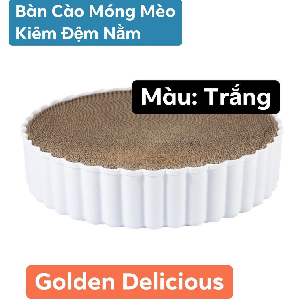 Bàn Cào Móng Hình Tròn Kiêm Đệm Nằm Cho Mèo Size Lớn 39cm (Có Lõi Thay Thế Tiết Kiệm) - Ảnh Thật Sản Phẩm Kèm Người Mẫu