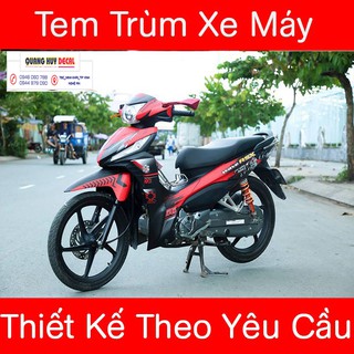 Tem trùm wave rsx đỏ đen, độ phủ bộ team decal cho xe máy rẻ đẹp