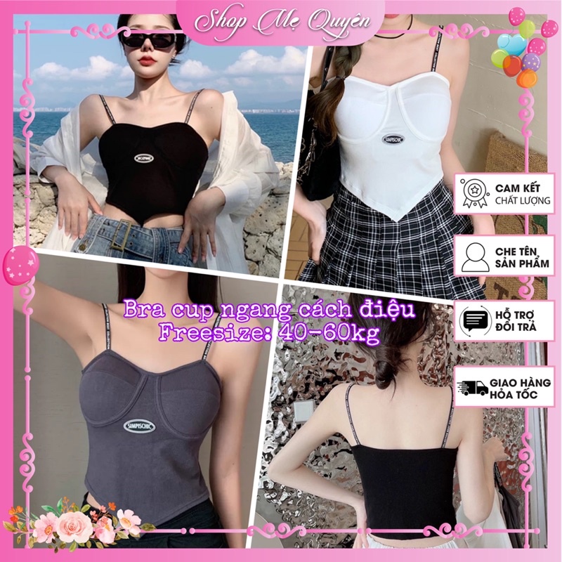 Áo bra 2 dây mảnh , áo bra croptop kèm mút ngực tạo đường cong quyến rũ