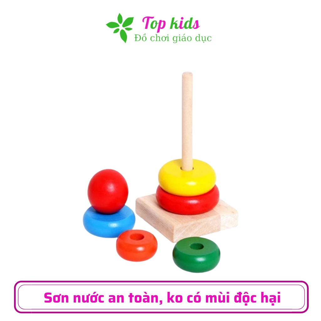 Đồ chơi gỗ cho bé montessori tháp cầu vòng Jenga bằng gỗ giúp bé từ 1 2 tuổi thông minh trí tuệ - TOPKIDS