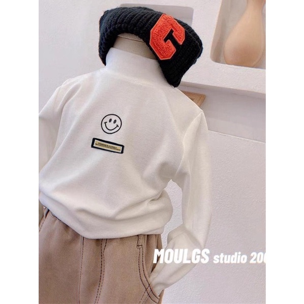 8-28kg Áo giữ nhiệt cổ 3 phân vải cotton zip Hàn xịn mặt cười