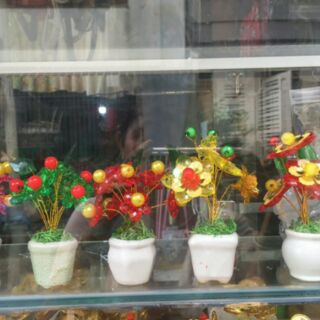 Chậu sứ trắng mini làm handmade, hoa pha lê, hoa đất sét