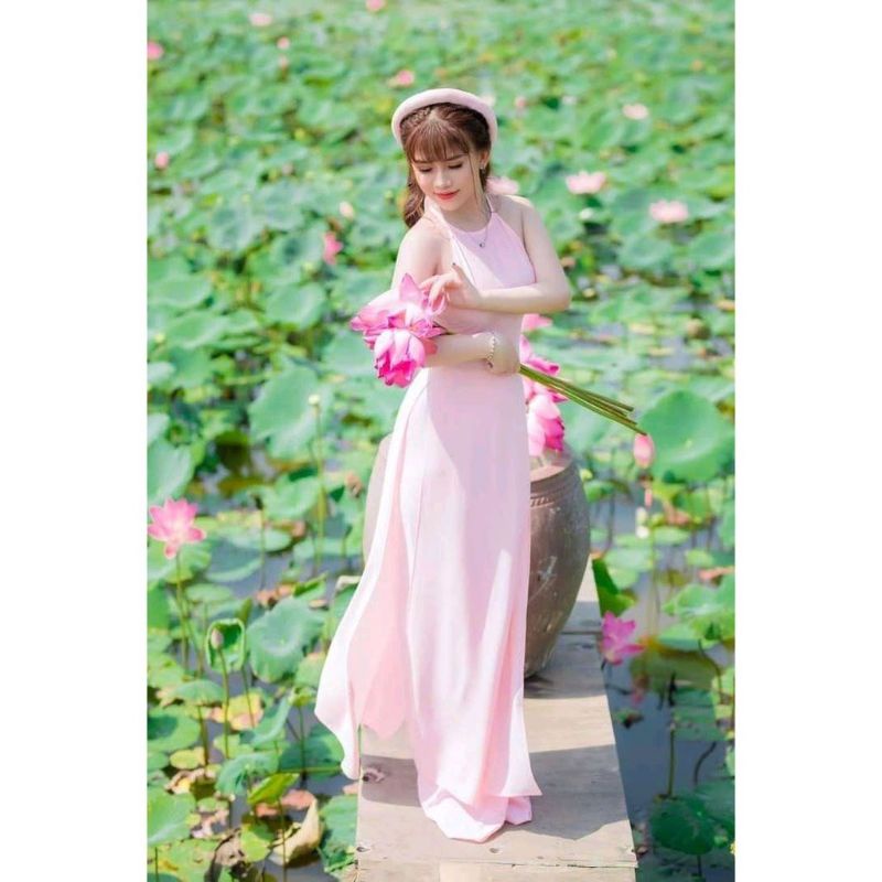 Áo dài yếm chụp ảnh sen_