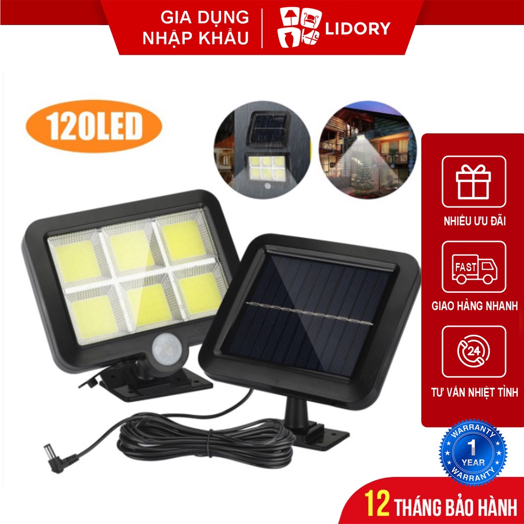 Đèn Năng Lượng Mặt Trời 120 Mắt Led, Có Điều Khiển Và Cảm Biến Người Qua Lại, Pin Vĩnh Cửu, Không Tốn Điện