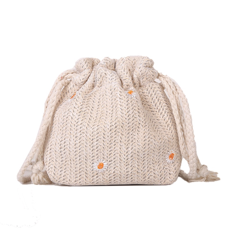 Túi Cói Đeo Chéo Phối Ren Thời Trang Cho Nữ