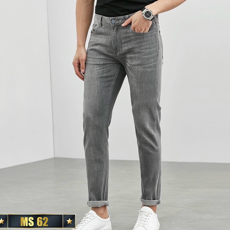 Quần jean nam co giãn 4 chiều, quần bò trơn dáng ôm chất vải cao cấp CAROLLSTORE MS62