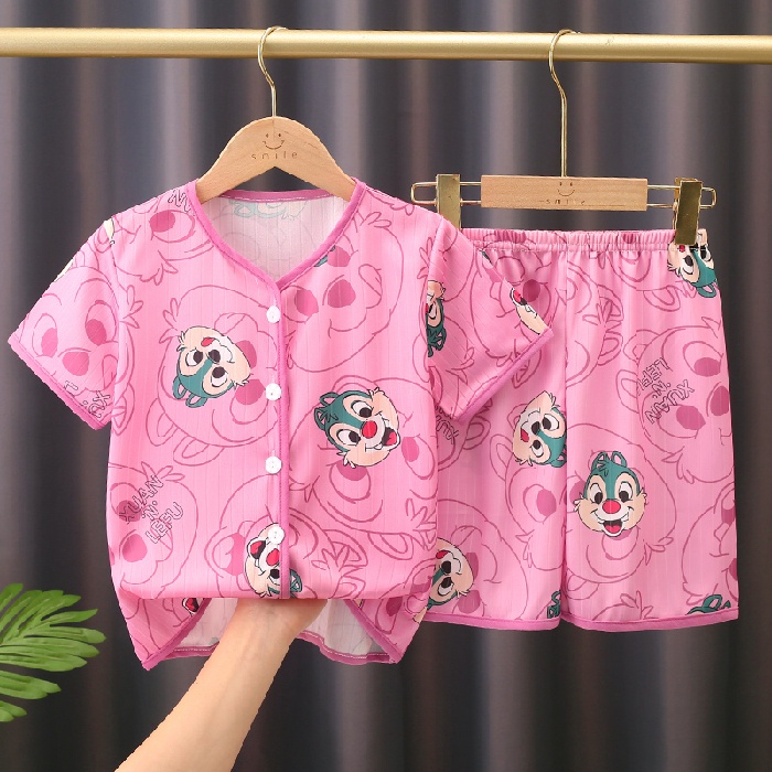 Bộ Đồ Ngủ Tay Ngắn Chất Cotton In Họa Tiết Hoạt Hình Dễ Thương Thời Trang Cho Bé Trai Và Gái