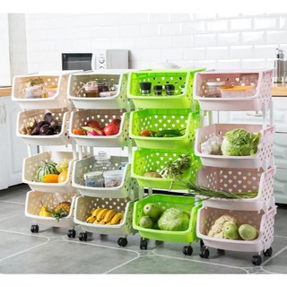 Kệ rổ nhựa 4 tầng đựng đồ đa năng tháo lắp tiện lợi