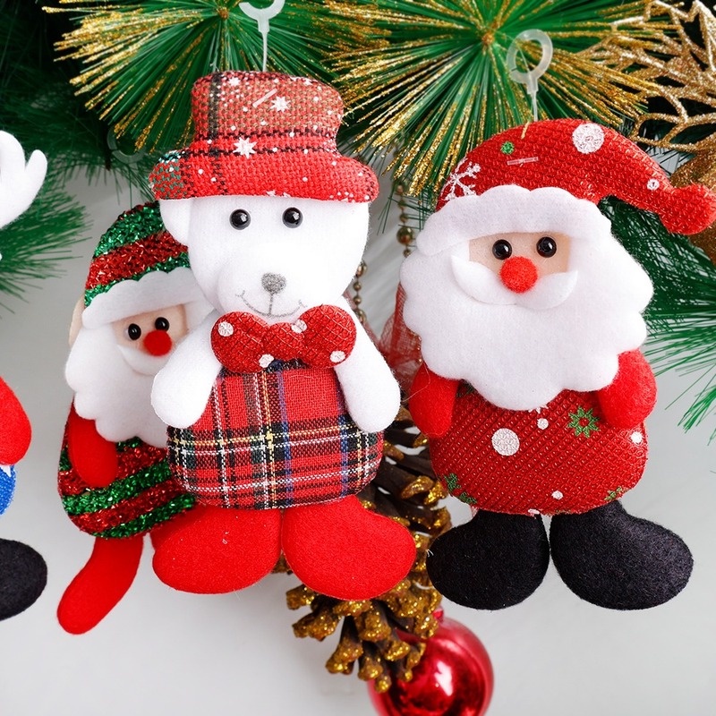 Set 12 Búp Bê Vải Treo Trang Trí Cây Thông Giáng Sinh