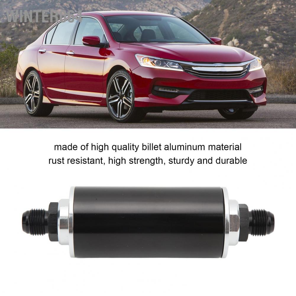 Winter064 50mm Billet Aluminum Fuel Filter Black with Bracket 6AN 8AN 10AN Adapter Universal for Car