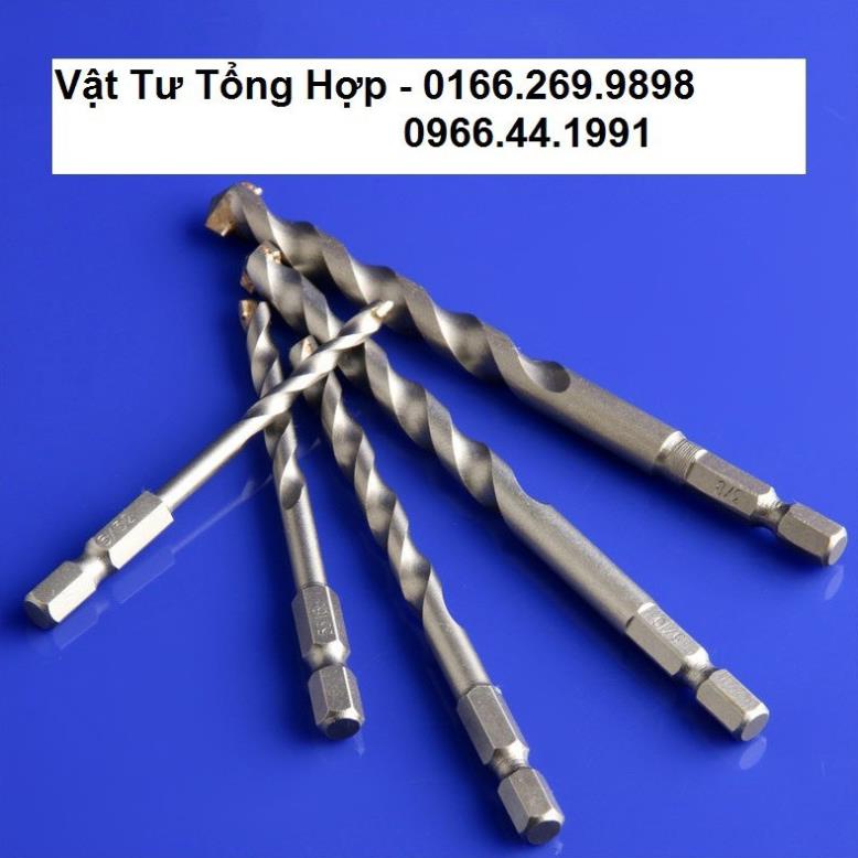 Bộ 5 mũi khoan tường,khoan bê tông chuôi lục giác 6.35mm cho máy khoan pin và máy khoan điện đầu kẹp Minh M