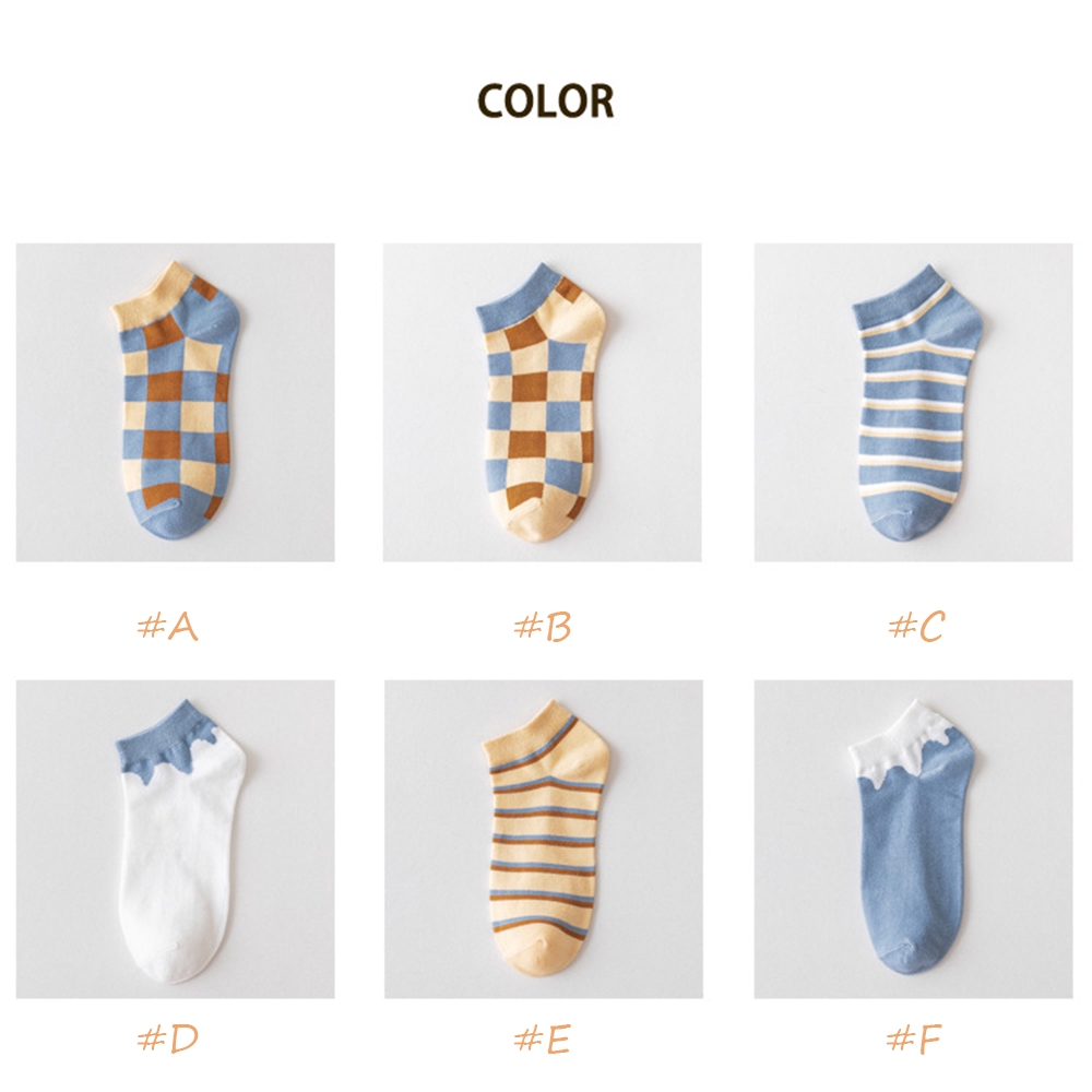 Tất cotton họa tiết sọc phối màu cổ điển cho nữ
