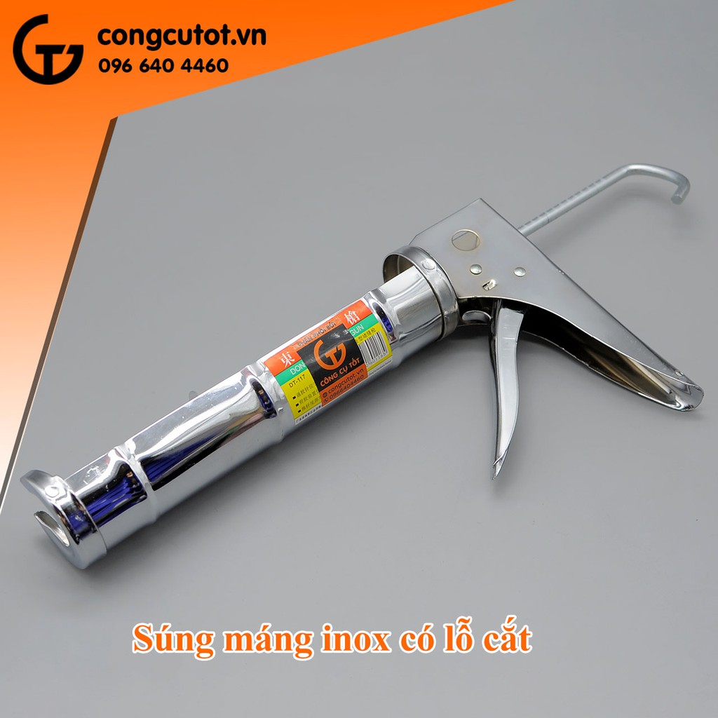 Súng keo máng inox có lỗ cắt