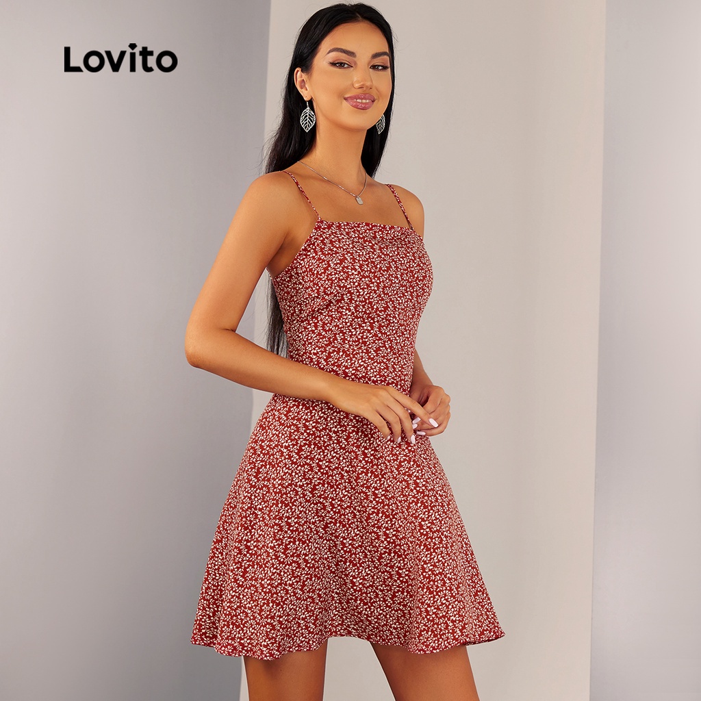 Lovito Đầm Dây Mảnh Họa Tiết Hoa Thanh Lịch L20D1555