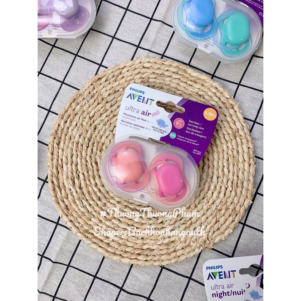 [ Hàng Mỹ ] Ti giả Avent Ultra Soft / Ultra Air / Ngiht siêu mềm, chống vâu cho bé chính hãng - hộp 2 cái