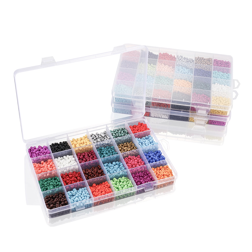 Hạt thủy tinh ST.KUNKKA cỡ 2-4mm 24 màu sắc làm đồ trang sức thủ công thời trang tiện dụng DIY