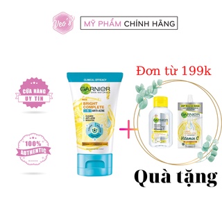 Sữa rửa mặt 3 in 1 giảm mụn, dưỡng sáng da garnier bright complete 3-in-1 anti-acne foam 90ml