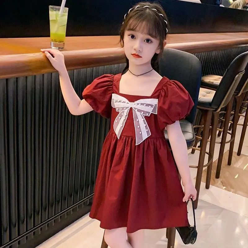 Đầm Đính Nơ Thời Trang Mùa Hè Phong Cách Hàn Quốc Dành Cho Bé Gái 1 Đến 2-3 - 4-5 Đến 6 Đến 7 Đến 8 Đến 9-10 To 11-12 - 13 Tuổi