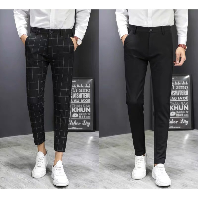 QUẦN TÂY NAM DÁNG BODY ỐNG CÔN 4 MÀU SỌC CARO ĐẸP HOT TREND