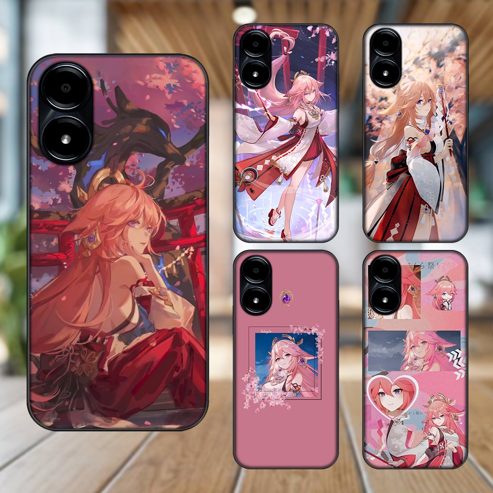 Ốp lưng Vivo Y02s viền đen in hình Yae Miko Genshin Impact