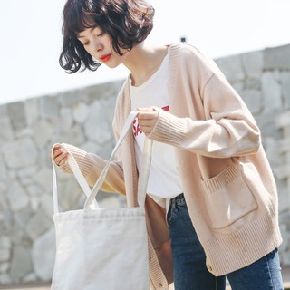 Ulzzang áo cardigan len túi m034-1