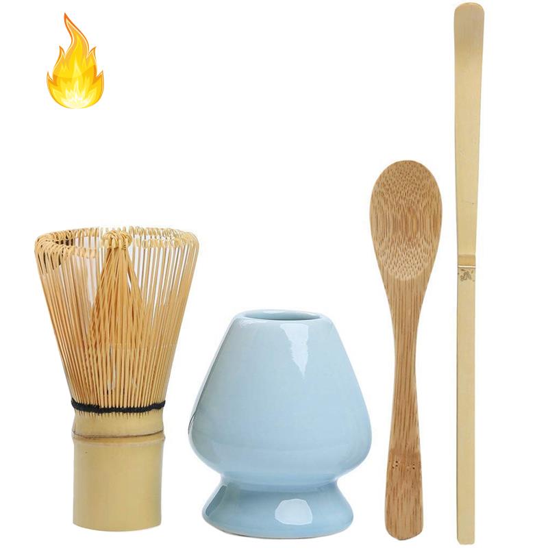 Bộ 4 dụng cụ pha trà matcha bằng tre kèm 100 giá đỡ tiện dụng