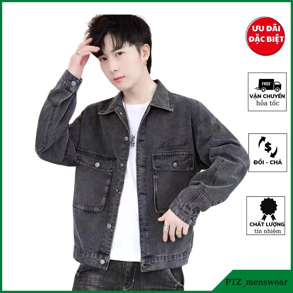 Áo khoác jean nam chất jean cao cấp dày dặn áo khoác bò co dãn nhẹ PTZ003 Nhiêu Mẫu Mới PTZ.03