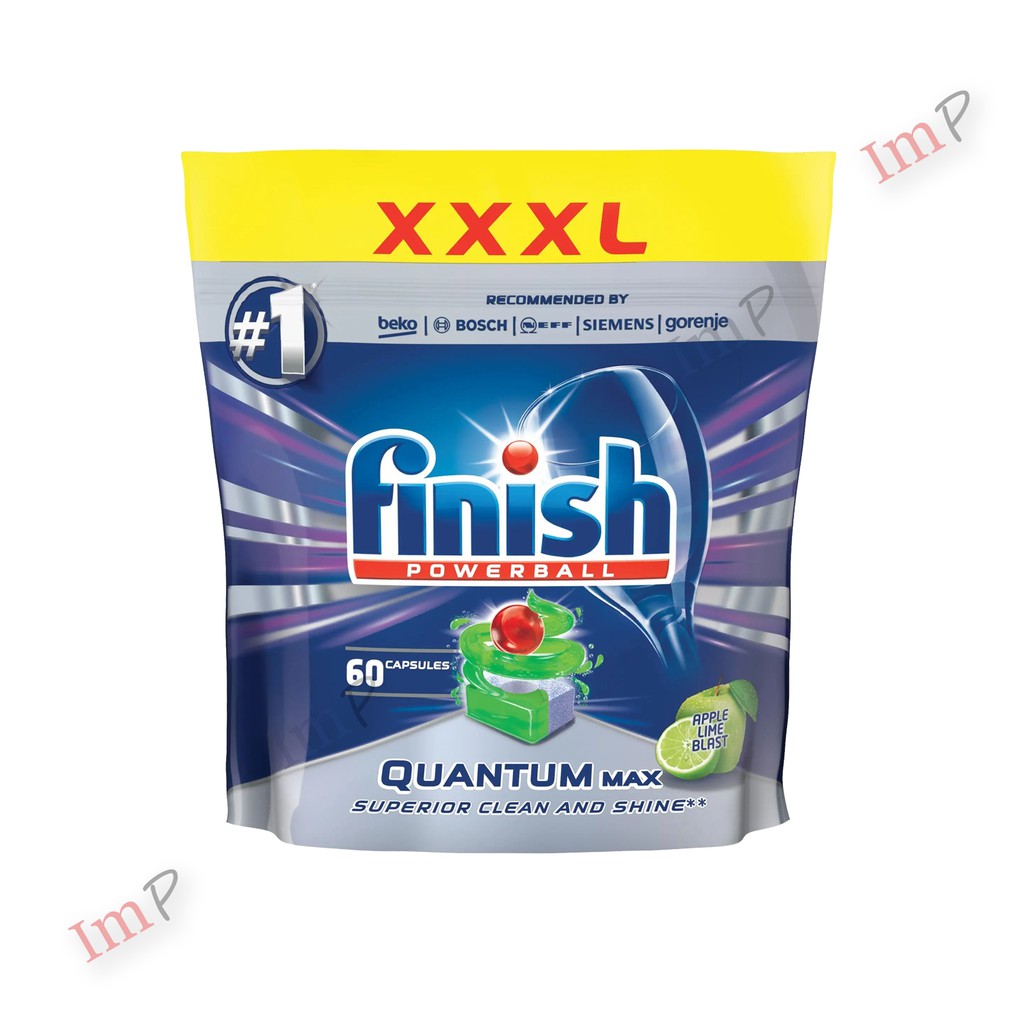 Viên rửa bát Finish Quantum Max túi 60 viên dùng cho máy rửa bát