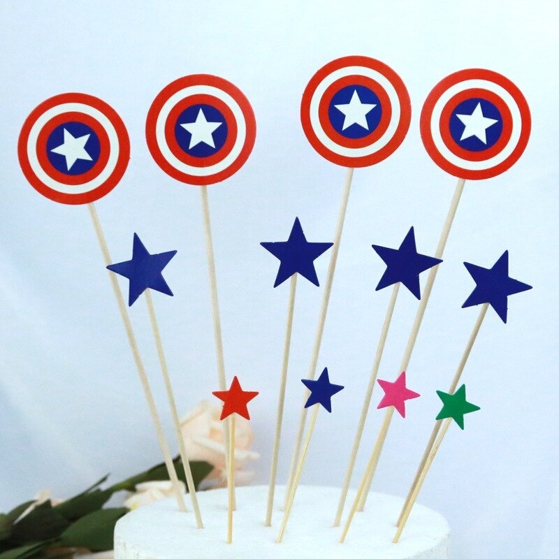 Set 6 Mô Hình Nhân Vật Siêu Anh Hùng Trang Trí Bánh Kem