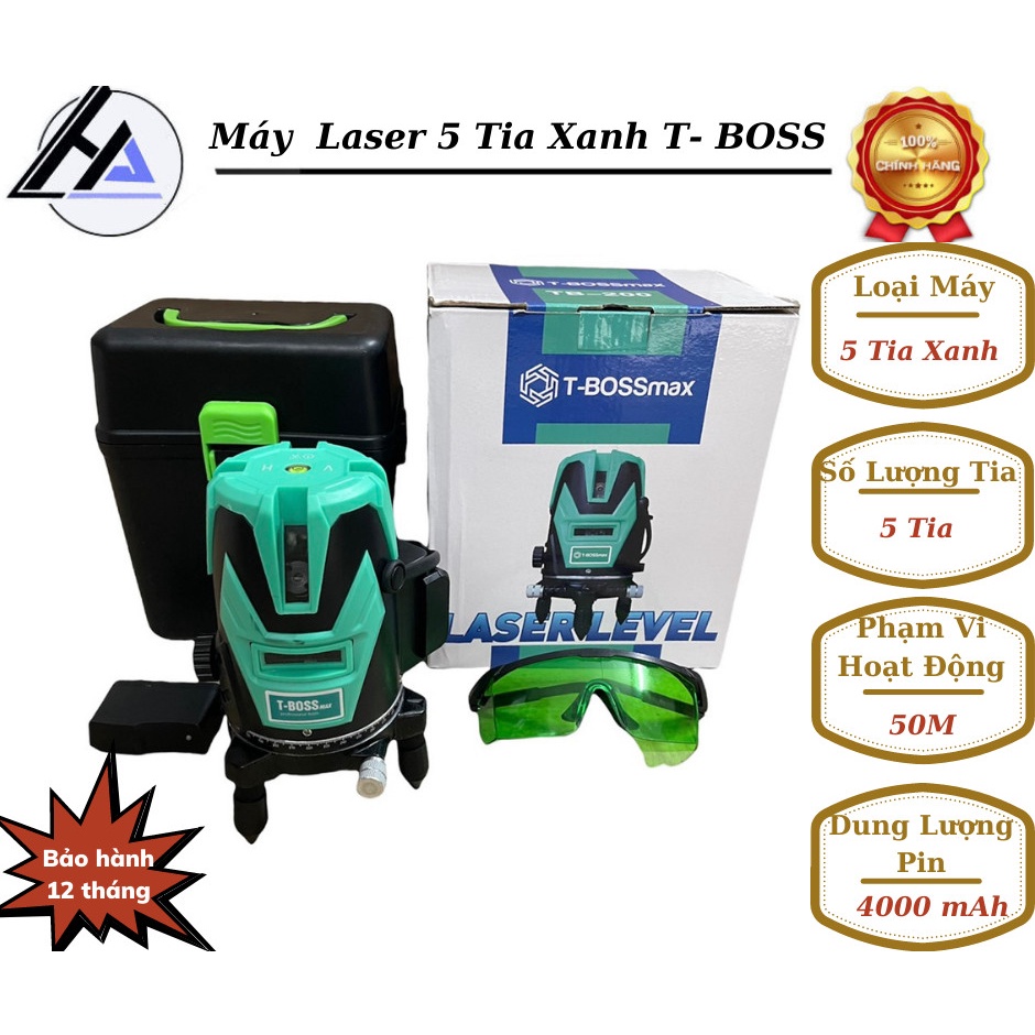 MÁY LAZE CÂN BẰNG BẮN CỐT 5 TIA XANH T-BOSS CAO CẤP- LASER 5 TIA XANH KÈM ĐỦ PHỤ KIỆN