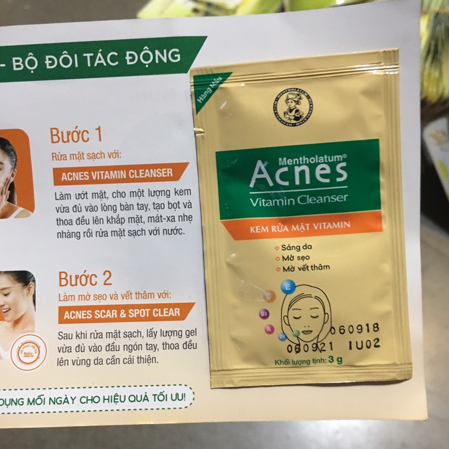 [Sample 5ml 2 GOI] Acnes Vitamin Cleanser - Kem rửa mặt Vitamin