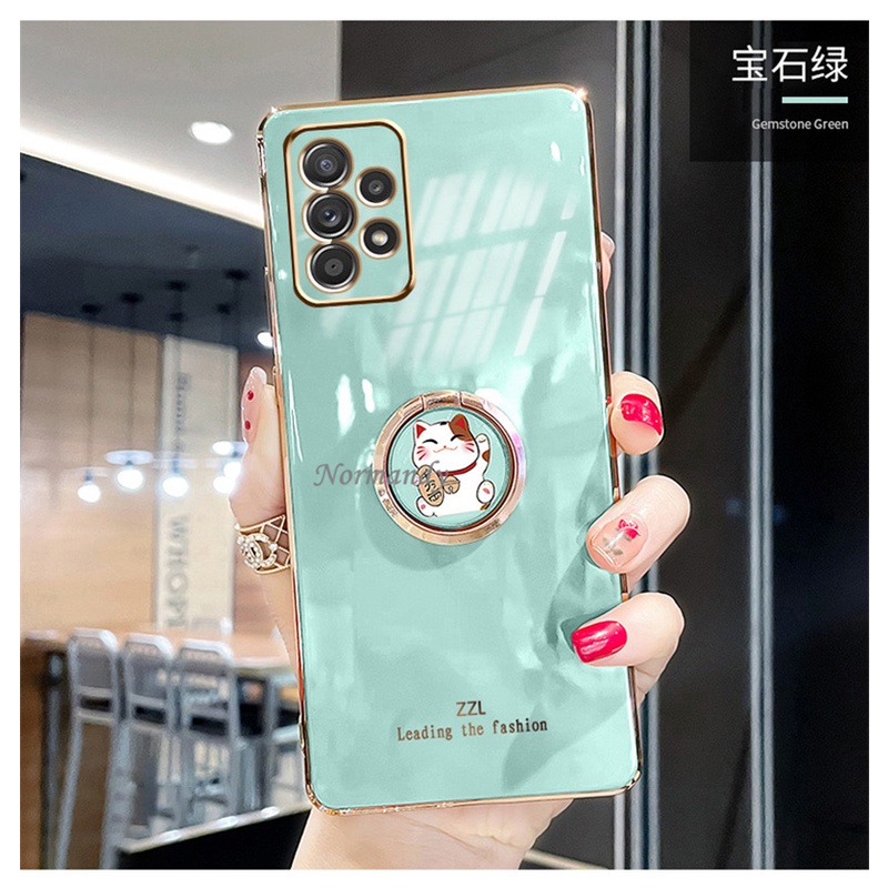 Ốp Điện Thoại Silica Gel Mềm Mạ Hình Mèo May Mắn Cho Samsung Galaxy A53 A05 A05 A23 A33 A73 A23 LTE A13 M33 M23 5G 4G