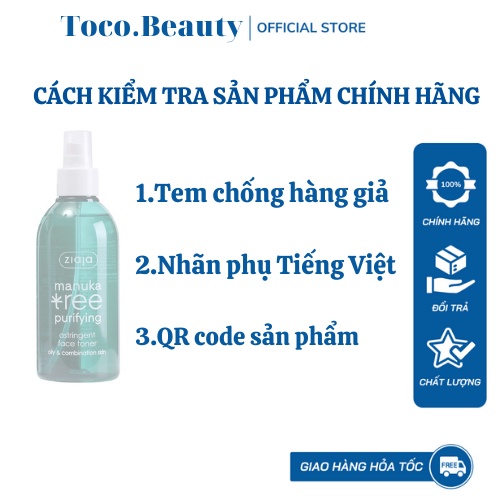 Xịt khoáng kiềm dầu dưỡng ẩm se khít lỗ chân lông làm sạch da Manuka Tree Purifying Astringent Face Toner ZIAJA