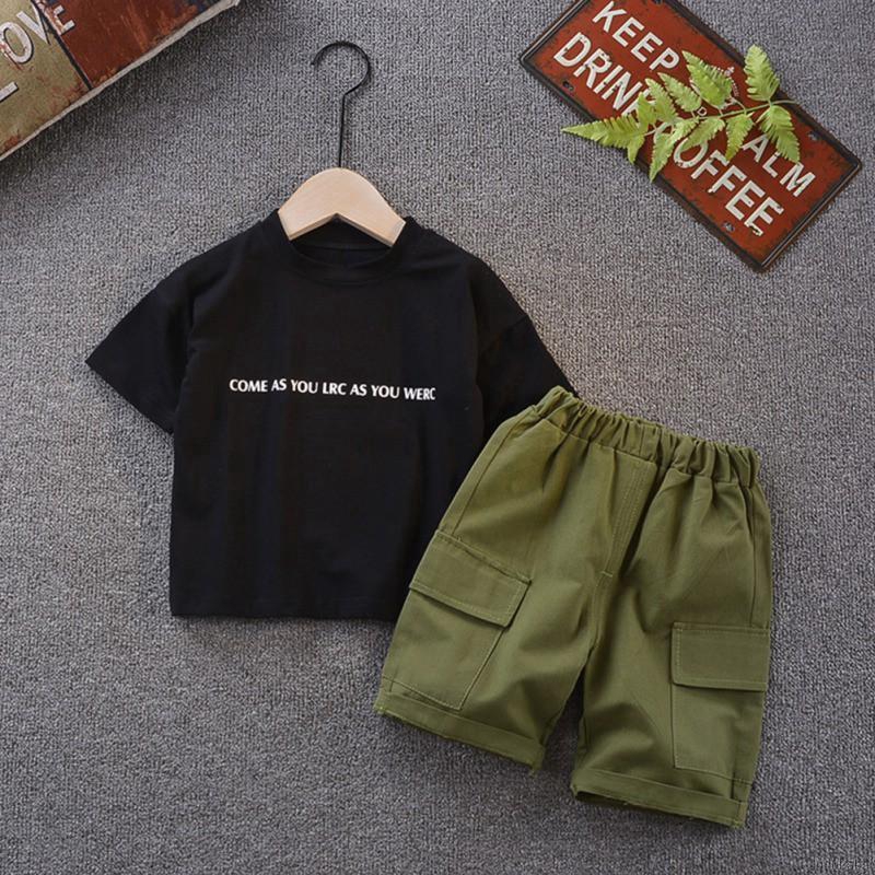 Set Áo Thun Ngắn Tay + Quần Short Thời Trang Cho Bé Trai