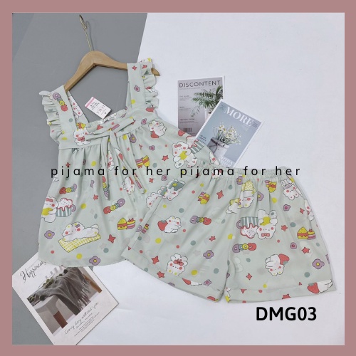 Bộ Lụa Gấm 2 Dây Cánh Tiên Đùi Bộ Mặc Nhà Nữ