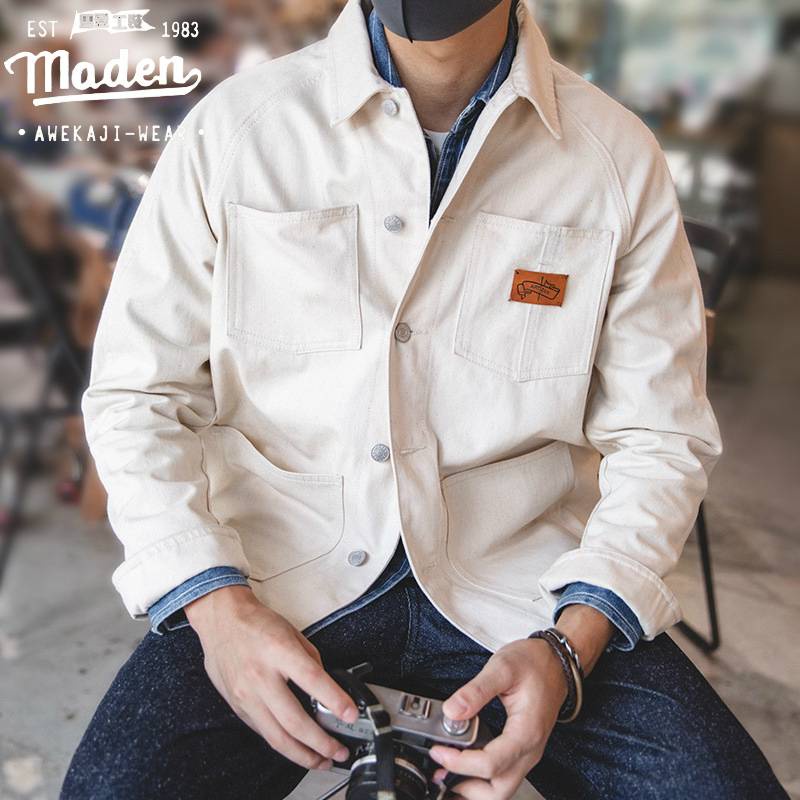 Áo Khoác Denim Maden Cổ Vuông Phối Túi Thời Trang Cổ Điển