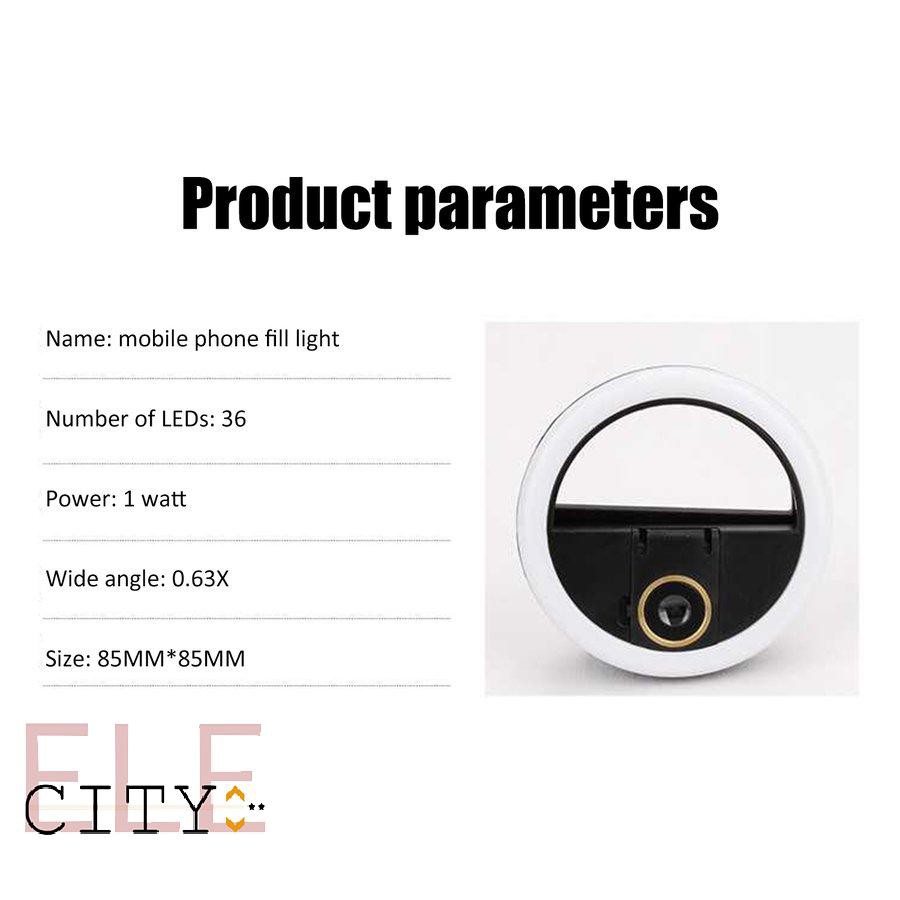 111ele} Rechargeable Selfie LED Ring Light Flash Fill Light With Lens Camera