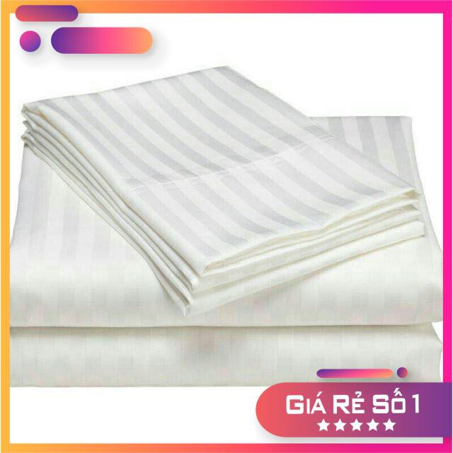Bộ Ga Gối 1m2 Trắng Sọc Cao Cấp cho Khách Sạn.Nhà Nghĩ .Gia đình( nệm 5_17cm)