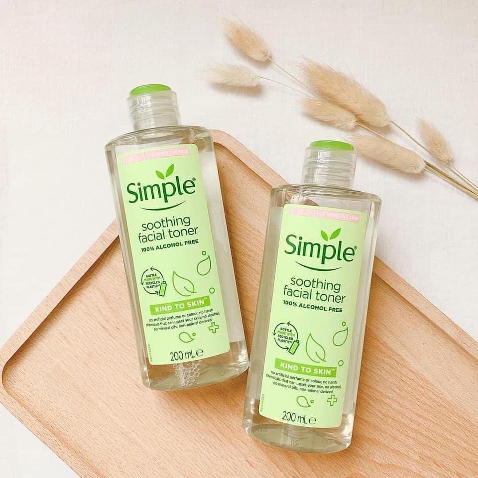 Combo nước tẩy trang, sữa rửa mặt, toner Simple sạch sâu dịu nhẹ thích hợp với mọi loại da