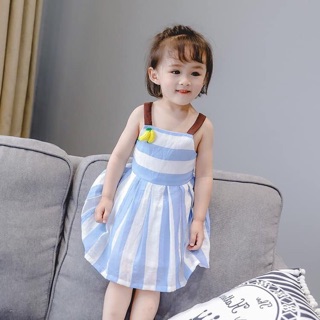 Combo váy xanh kẻ cho bé gái