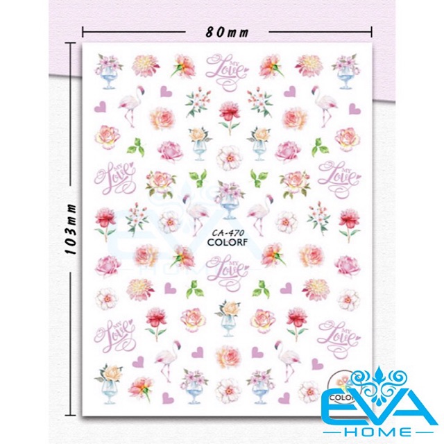 Miếng Dán Móng Tay 3D Nail Sticker Tráng Trí Hoạ Tiết Bông Hoa CA470