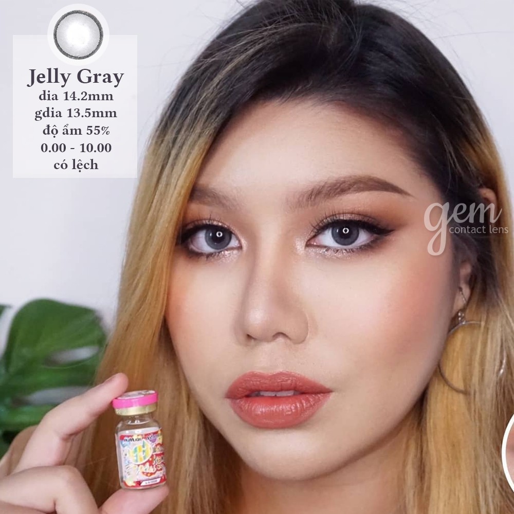 Áp Tròng Giãn Nhẹ JELLY GRAY Ẩm Cao 55% HSD 6 Tháng Lens Xám Giãn Nhẹ Viền Mỏng Màu Tây Đủ Độ Có Lệch Cho Mắt Nhạy Cảm