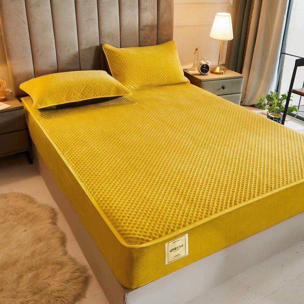 Bộ ga gối nỉ ong , sét ga gối nỉ thu đông cao cấp