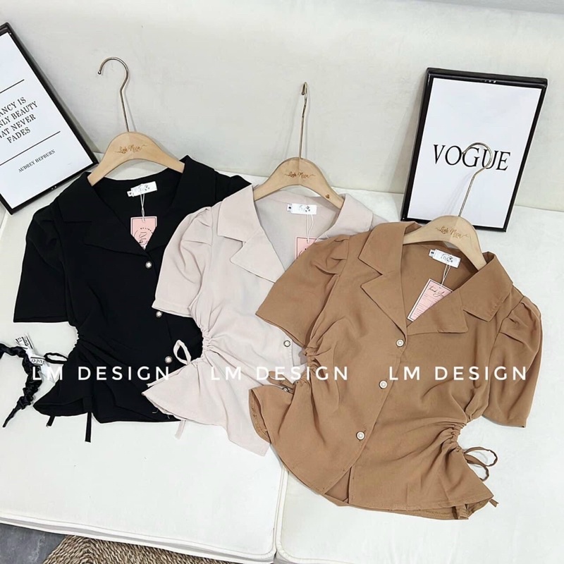 Áo Blazer Cổ V dây rút khoét eo m138